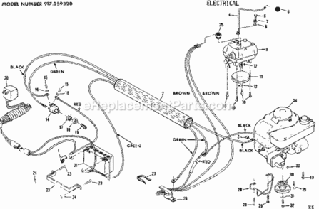 Page E Diagram and Parts List for 917259320  Craftsman Lawn Tractor