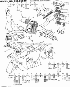 Page A Diagram and Parts List for 91725940  Craftsman Lawn Tractor