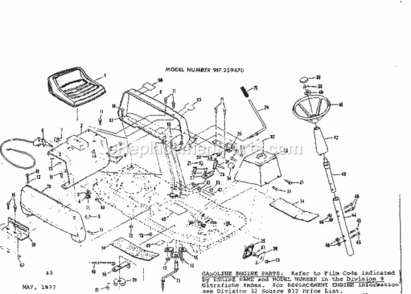 Page A Diagram and Parts List for 917259470  Craftsman Lawn Tractor