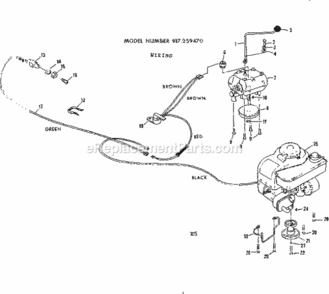 Page E Diagram and Parts List for 917259470  Craftsman Lawn Tractor