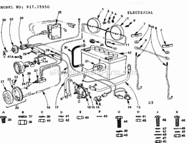 Page D Diagram and Parts List for 91725950  Craftsman Lawn Tractor