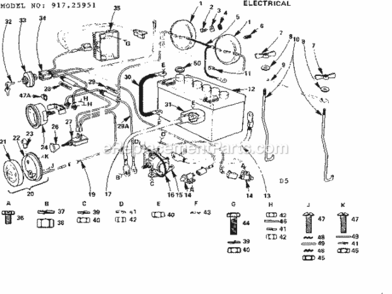Page D Diagram and Parts List for 91725951  Craftsman Lawn Tractor