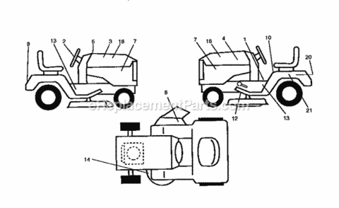 Page F Diagram and Parts List for 917259521  Craftsman Lawn Tractor