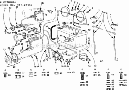 Page D Diagram and Parts List for 91725960  Craftsman Lawn Tractor