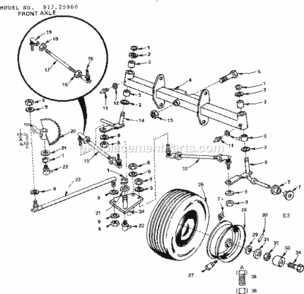 Page E Diagram and Parts List for 91725960  Craftsman Lawn Tractor