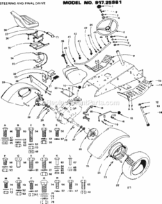Page B Diagram and Parts List for 91725961  Craftsman Lawn Tractor