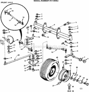 Page E Diagram and Parts List for 91725963  Craftsman Lawn Tractor