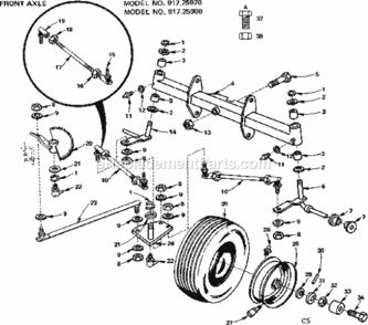 Page C Diagram and Parts List for 91725970  Craftsman Lawn Tractor