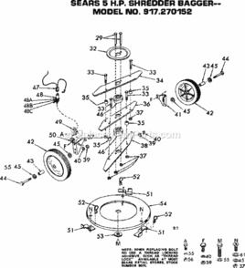 Page B Diagram and Parts List for 917270152  Craftsman Lawn Tractor Accessories