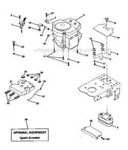 Engine Diagram and Parts List for 917270821  Craftsman Lawn Tractor