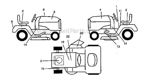 Decals Diagram and Parts List for 917270821  Craftsman Lawn Tractor