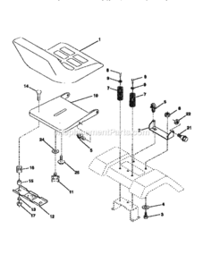 Page F Diagram and Parts List for 917271021  Craftsman Lawn Tractor