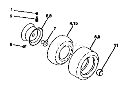 Wheel_Assembly Diagram and Parts List for 917271030  Craftsman Lawn Tractor