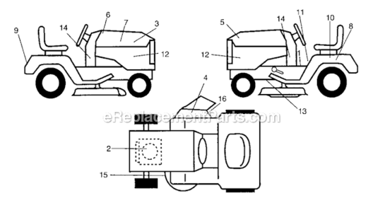 Decals Diagram and Parts List for 917273370  Craftsman Lawn Tractor