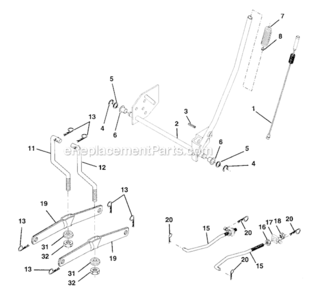Lift_Assembly Diagram and Parts List for 917273370  Craftsman Lawn Tractor