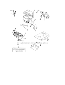 Engine Diagram and Parts List for 917273821  Craftsman Lawn Tractor