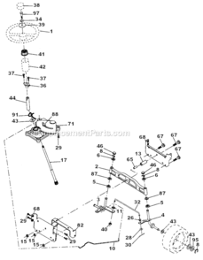 Steering_Assembly Diagram and Parts List for 917276761  Craftsman Lawn Tractor