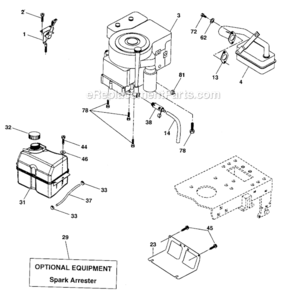 Engine Diagram and Parts List for 917276761  Craftsman Lawn Tractor