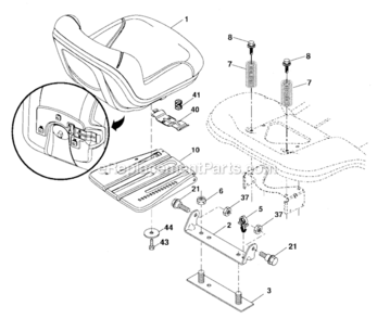 Seat_Assembly Diagram and Parts List for 917276921  Craftsman Lawn Tractor