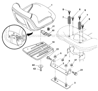 Seat Diagram and Parts List for 917286460  Craftsman Lawn Tractor