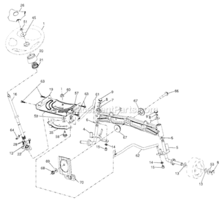 Steering Diagram and Parts List for 917286460  Craftsman Lawn Tractor