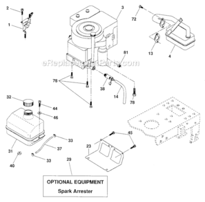 Engine Diagram and Parts List for 917287080  Craftsman Lawn Tractor
