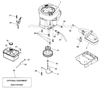 Engine Diagram and Parts List for 917287130  Craftsman Lawn Tractor