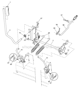 Lift Diagram and Parts List for 917287300  Craftsman Lawn Tractor