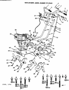 Page C Diagram and Parts List for 917294581  Craftsman Tiller