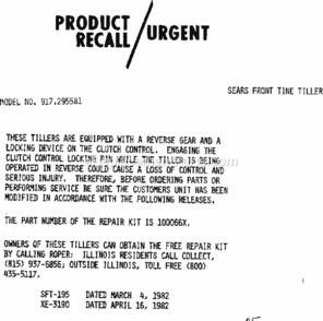 Page A Diagram and Parts List for 917295581  Craftsman Tiller