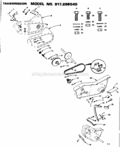 Page B Diagram and Parts List for 917296540  Craftsman Tiller