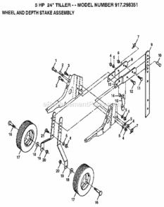 Page C Diagram and Parts List for 917298351  Craftsman Tiller