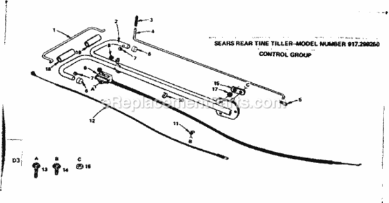 Page D Diagram and Parts List for 917299250  Craftsman Tiller
