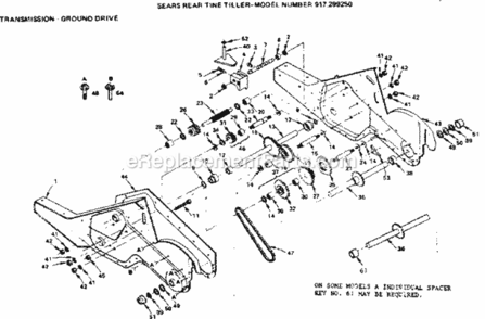 Page E Diagram and Parts List for 917299250  Craftsman Tiller