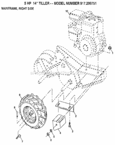 Page C Diagram and Parts List for 917299751  Craftsman Tiller
