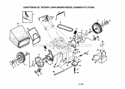 Page B Diagram and Parts List for 917373780  Craftsman Lawn Mower