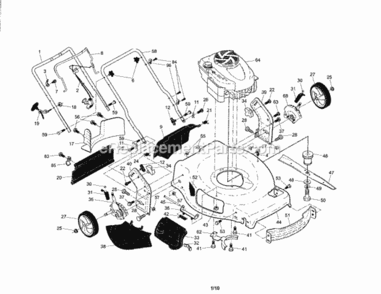 Page A Diagram and Parts List for 917374043  Craftsman Lawn Mower
