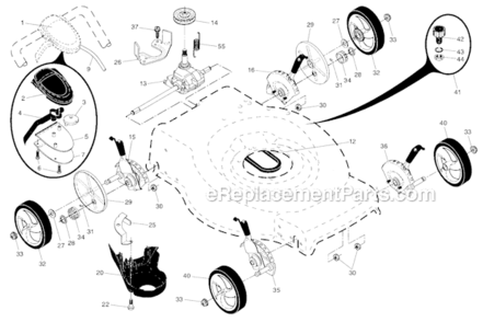 Drive_ControlGear_CaseWheels Diagram and Parts List for 917374352  Craftsman Lawn Mower