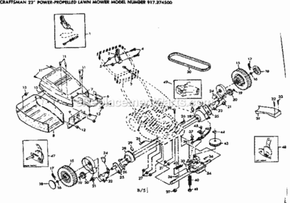 Page B Diagram and Parts List for 917374500  Craftsman Lawn Mower