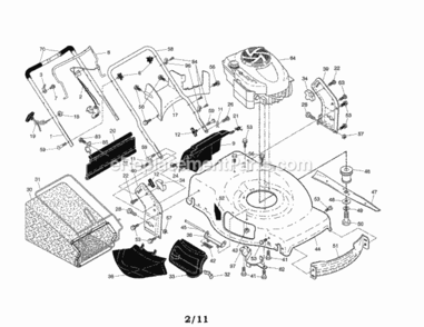 EngineHousingHandle Diagram and Parts List for 917374544  Craftsman Lawn Mower