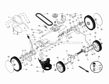 Drive_ControlGear_CaseWheels Diagram and Parts List for 917374544  Craftsman Lawn Mower