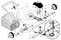 Gear Case / Wheels / Grassbag Diagram and Parts List for 917376080  Craftsman Lawn Mower