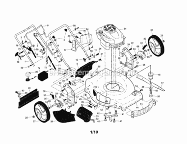 Page A Diagram and Parts List for 917376536  Craftsman Lawn Mower