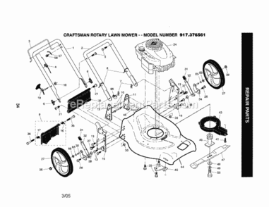 Page A Diagram and Parts List for 917376561  Craftsman Lawn Mower
