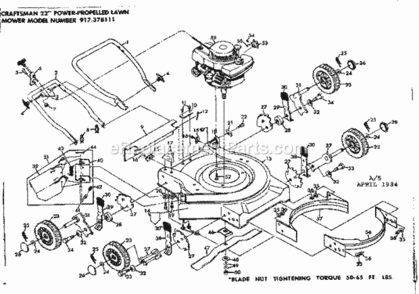 Page A Diagram and Parts List for 917378111  Craftsman Lawn Tractor