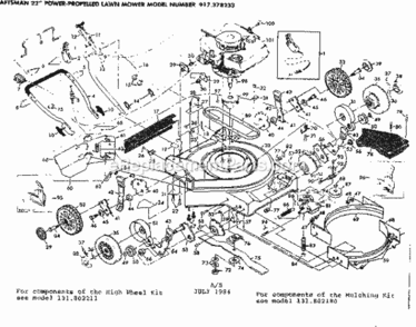 Page A Diagram and Parts List for 917378233  Craftsman Lawn Tractor