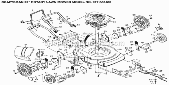 Page A Diagram and Parts List for 917380480  Craftsman Lawn Mower