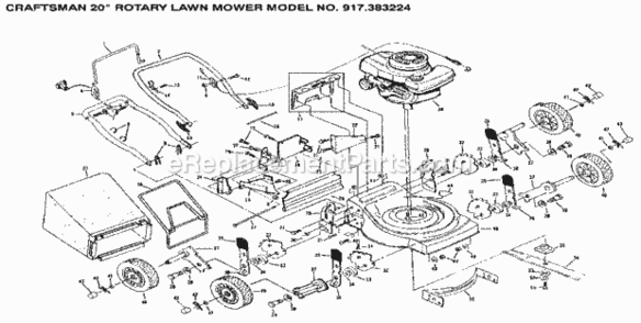 Page A Diagram and Parts List for 917383224  Craftsman Lawn Mower