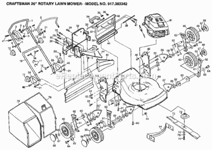 Page A Diagram and Parts List for 917383342  Craftsman Lawn Mower