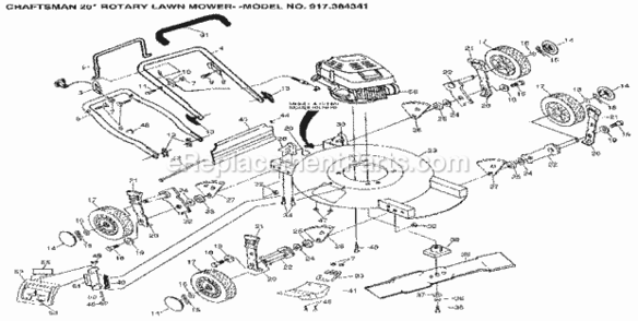 Page A Diagram and Parts List for 917384341  Craftsman Lawn Mower